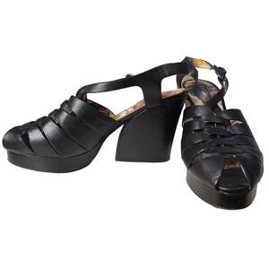 Miss L Fire 'Bolero' wedge Woven Slingback Chunky Block Heel Peep Toe